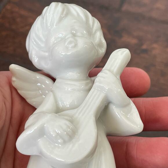Enesco White Porcelain Angel Figures with Instruments Glazed Vtg 1979 READ - Picture 9 of 10